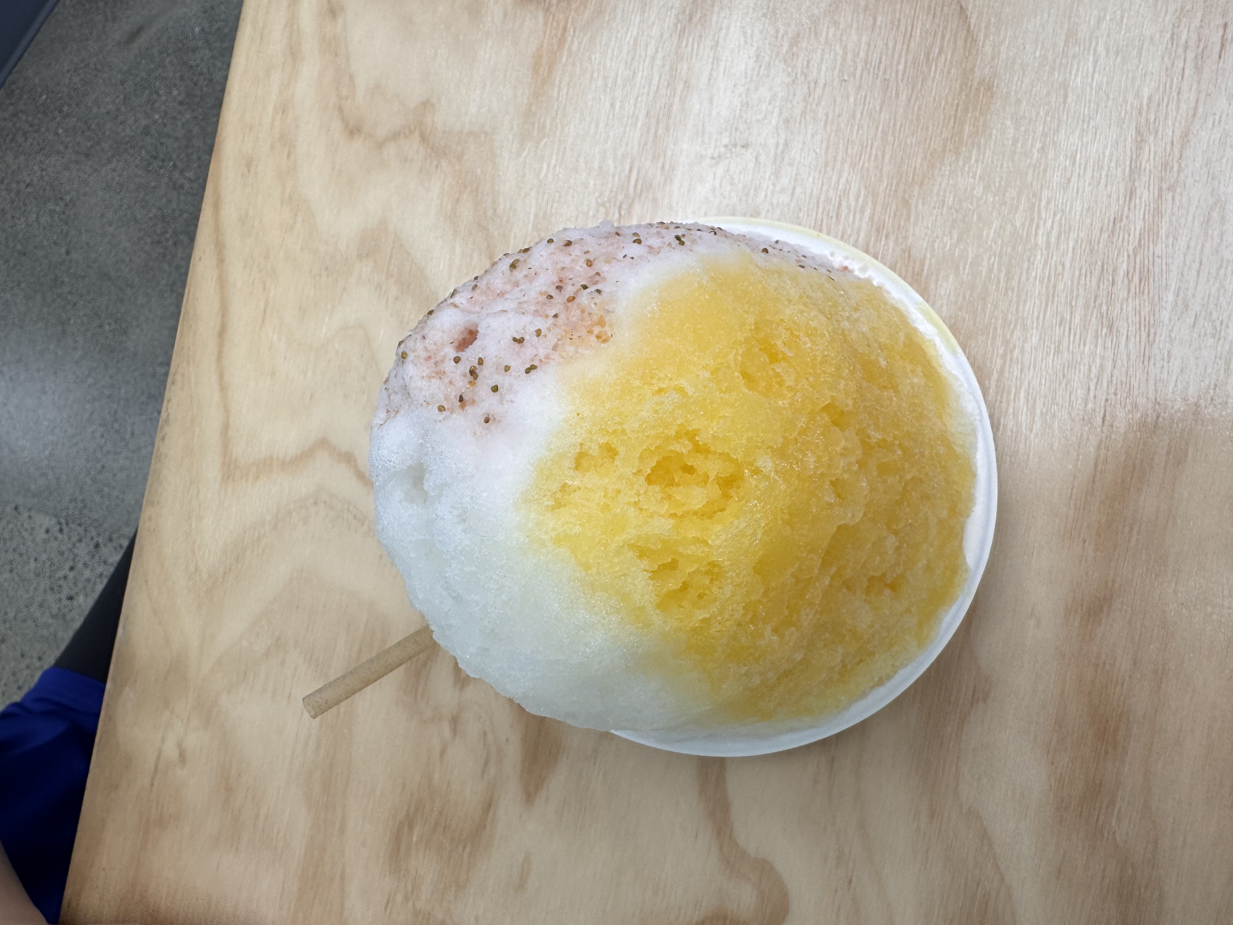Ayumi's Lilikoi, Calpico and Strawberry Milk shave ice at Chillest in Kaimuki